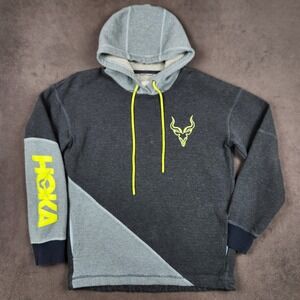 Hoka One One All Day Hoodie Mens XS Small Gray Yellow Colorblock Athletic Unisex